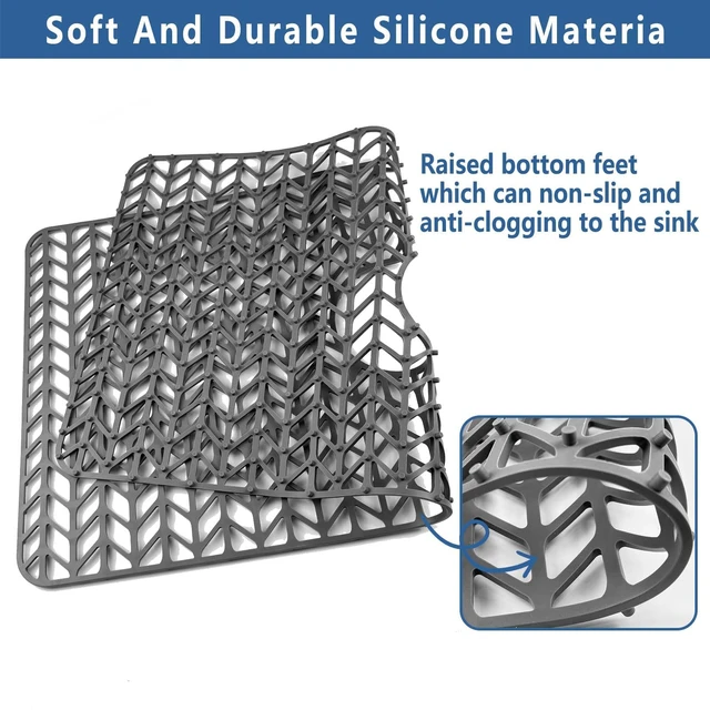 Alt view image 5 of 7 - Silicone Sink Protectors for Kitchen Sink, 30" x 16" Center Drain Hole