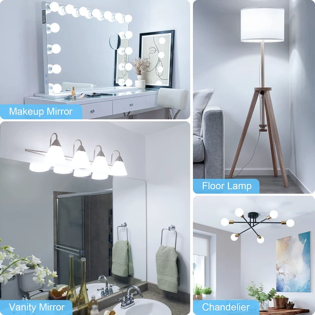 Alt view image 7 of 7 - 8 Pack LED Globe Light Bulbs 5000K Daylight E26 Base 60W Equivalent 500LM, 5W, CRI 85+, Non-dimmable Standard Base LED Globe Light bulbs for Bathroom Vanity Mirror