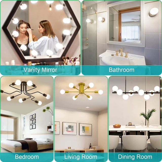 Alt view image 7 of 7 - 20 Pack LED Vanity Barthroom Light Bulbs 60W Equivalent 4000K Natural White G25 LED Light Bulbs, E26 Base, CRI85+ Eye-Friendly, Type G Round Light Bulb Over Mirror, 120V, 5W, 500LM, Non-Dimmable