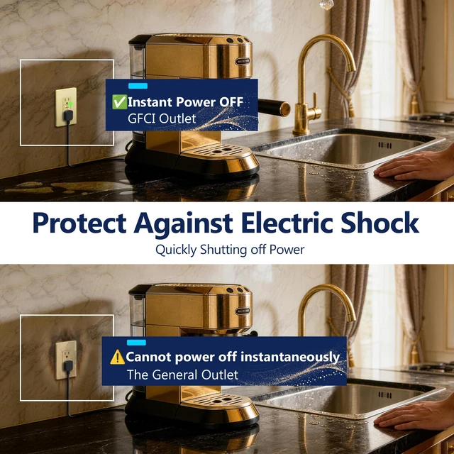 Alt view image 3 of 7 - GFCI Outlet 15Amp, Brushed Wall Plate, ETL Listed, Matte Gold, 2-Pack Tamper-Resistant, LED Indicator, Screwless Wall Plate, GFCI Receptacle, Thermoplastic, No-False-Trip, Matte Gold