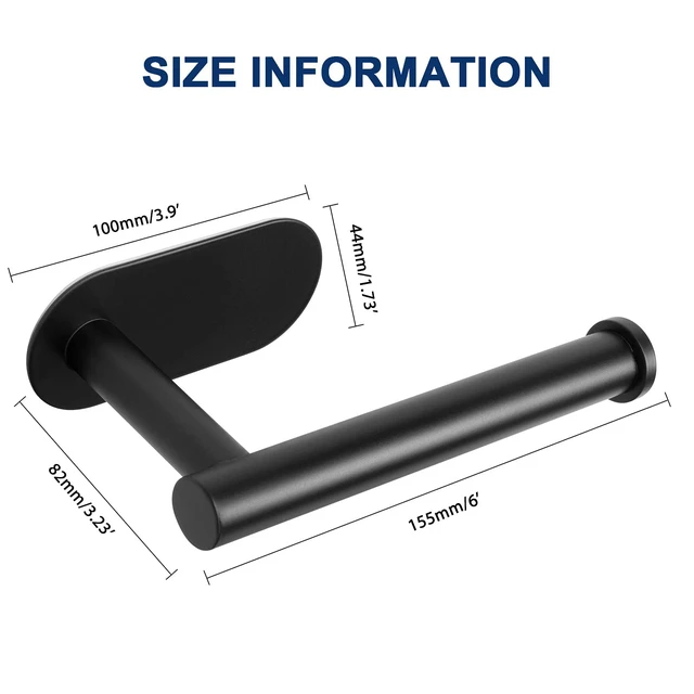 Alt view image 3 of 7 - Toilet Paper Holder Self Adhesive, Premium Thicken SUS304 Stainless Steel Rustproof Adhesive Toilet Roll Holder no Drilling for Bathroom, Kitchen, Washroom (3 Pack, Matte Black)