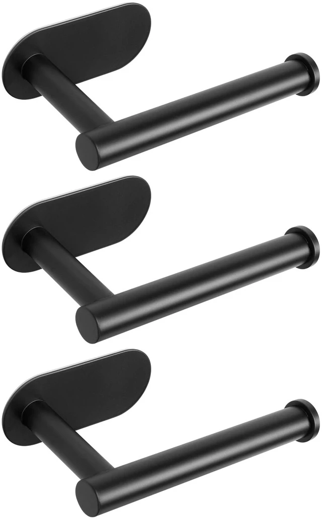 Main image of Toilet Paper Holder Self Adhesive, Premium Thicken SUS304 Stainless Steel Rustproof Adhesive Toilet Roll Holder no Drilling for Bathroom, Kitchen, Washroom (3 Pack, Matte Black)