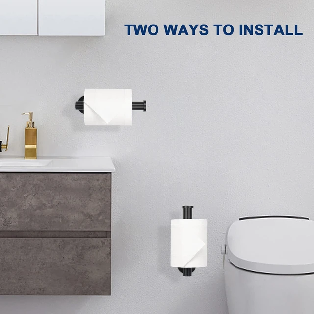 Alt view image 6 of 7 - Toilet Paper Holder Self Adhesive, Premium Thicken SUS304 Stainless Steel Rustproof Adhesive Toilet Roll Holder no Drilling for Bathroom, Kitchen, Washroom (3 Pack, Matte Black)