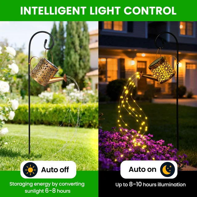 Alt view image 5 of 7 - 2 Pack Solar Watering Can, Metal Solar Lights Outdoor Waterproof, Hanging Lantern Decoration for Yard Outside Patio Lawn, Gardening Gifts for Women Mom Grandma