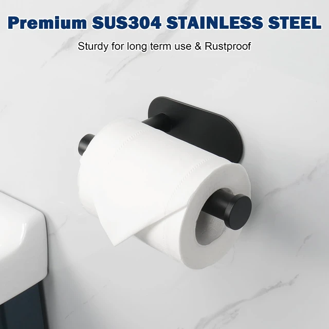 Alt view image 2 of 7 - Toilet Paper Holder Self Adhesive, Premium Thicken SUS304 Stainless Steel Rustproof Adhesive Toilet Roll Holder no Drilling for Bathroom, Kitchen, Washroom (3 Pack, Matte Black)