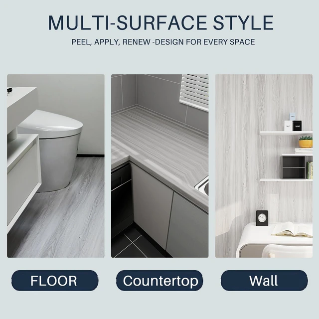 Alt view image 4 of 7 - Wood Grain Peel and Stick Floor Tiles 11.8 Width, Full Roll Length of 118" Versatile Design for Any Space, Light Color Self Adhesive Vinyl Flooring, Waterproof and Non-Slip Features