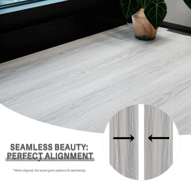 Alt view image 5 of 7 - Wood Grain Peel and Stick Floor Tiles 11.8 Width, Full Roll Length of 118" Versatile Design for Any Space, Light Color Self Adhesive Vinyl Flooring, Waterproof and Non-Slip Features