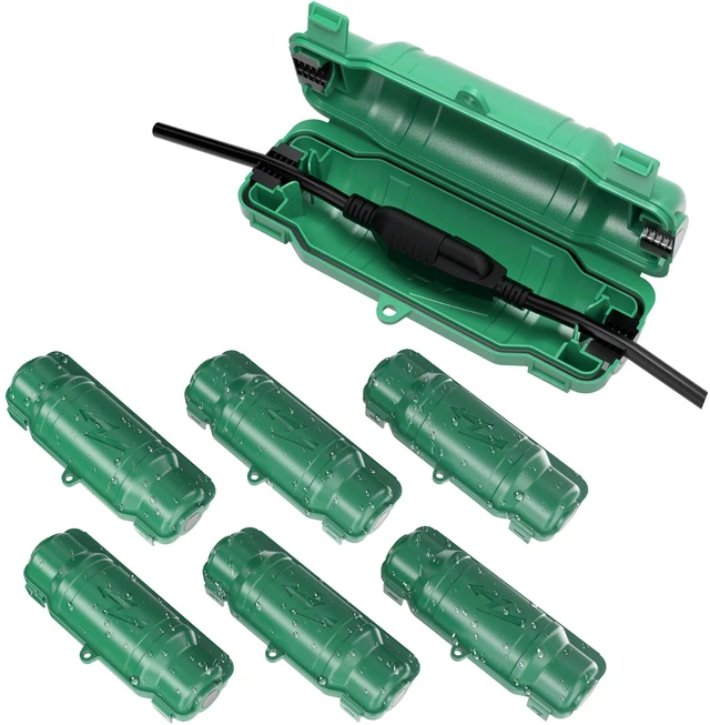 Main image of 7 Pack Outdoor Extension Cord Safety Cover, Waterproof, Green Weatherproof Electrical Box for Plug and Socket, IP54 Water Resistant Seal, Protects Outdoor Connections and Holiday Lights