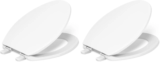 Main image of K-4774-0 Brevia Elongated White Toilet Seat with Quick-Release Hinges And Quick-Attach Hardware For Easy Clean,White,(Pack of 2)