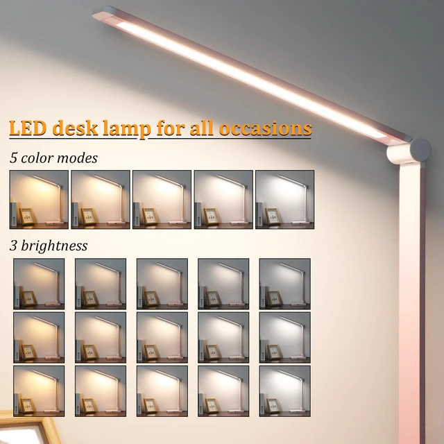 Alt view image 2 of 6 - LED Desk Lamp with USB Ports,Touch Desk Lamps for Home Office with 5 Modes 3 Brightness Desk Light with Small Night Light,Reading Lamp Table Lamp for Bedroom Bedside Study Pink with adapter