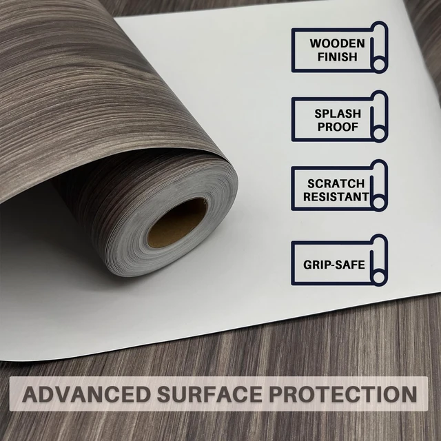 Alt view image 3 of 7 - Wood Grain Peel and Stick Floor Tiles, 11.8" W × 118" L, Dark Color Soft woodlook finish, Works on many surfaces, Easy to cut, Nonslip texture, Good for renters and DIY users, Removable
