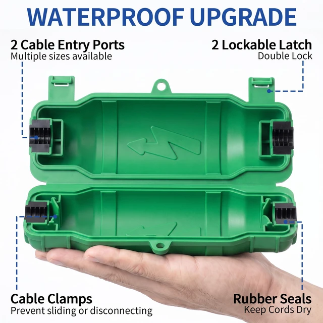 Alt view image 4 of 7 - 7 Pack Outdoor Extension Cord Safety Cover, Waterproof, Green Weatherproof Electrical Box for Plug and Socket, IP54 Water Resistant Seal, Protects Outdoor Connections and Holiday Lights