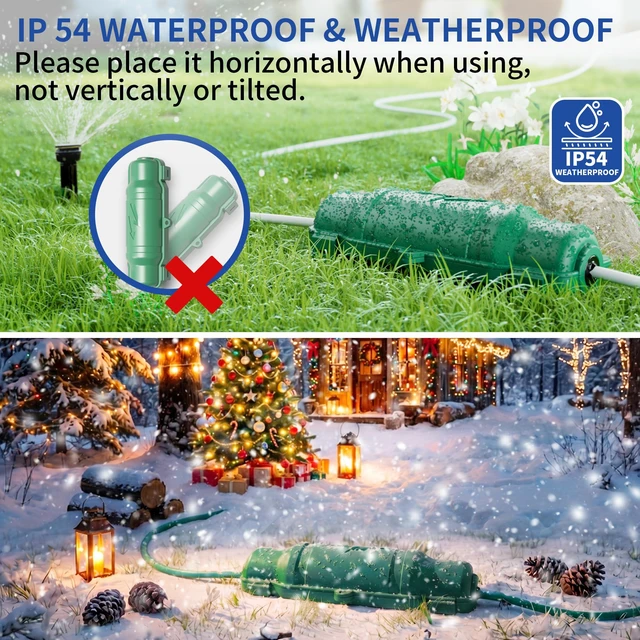 Alt view image 7 of 7 - 7 Pack Outdoor Extension Cord Safety Cover, Waterproof, Green Weatherproof Electrical Box for Plug and Socket, IP54 Water Resistant Seal, Protects Outdoor Connections and Holiday Lights