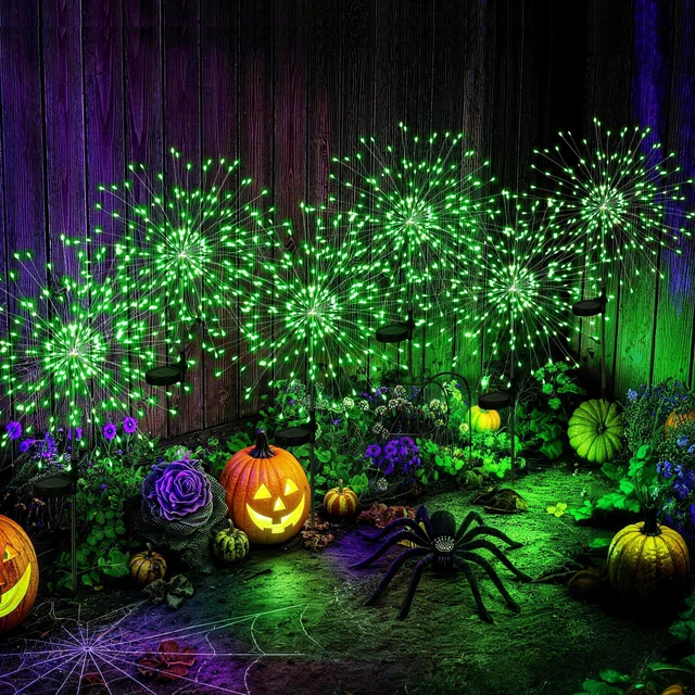 Main image of Solar Firework Fairy Garden Lights Outdoor, Green, 6 Pack 120 LEDs, Waterproof, Fairy Garden Decor, Auto On/Off, Solar Powered, for Yard, Patio, Porch, Flower Pot, Pathway