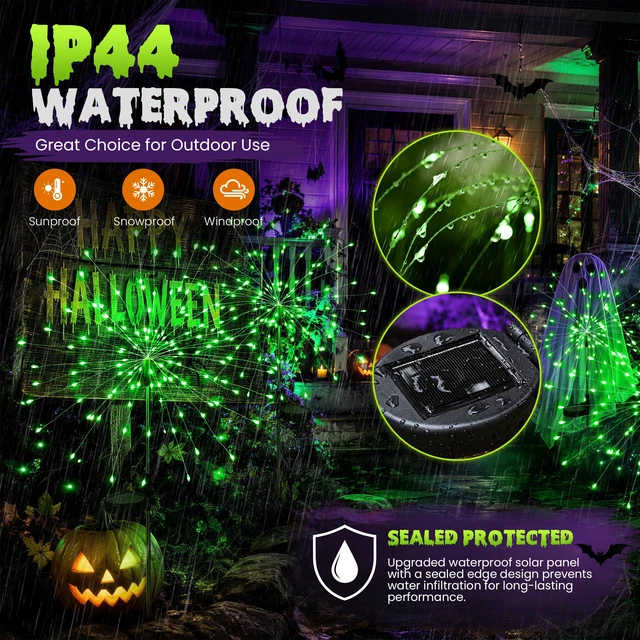 Alt view image 6 of 7 - Solar Firework Fairy Garden Lights Outdoor, Green, 6 Pack 120 LEDs, Waterproof, Fairy Garden Decor, Auto On/Off, Solar Powered, for Yard, Patio, Porch, Flower Pot, Pathway