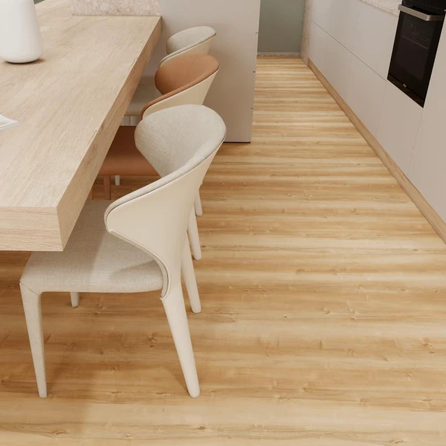 Alt view image 2 of 7 - Wood Grain Peel and Stick Floor Tiles, 11.8" W × 118" L, Natural Oak Soft woodlook finish, Nonslip texture, Helps protect floors, Works on many surfaces, Easy to replace, Waterproof
