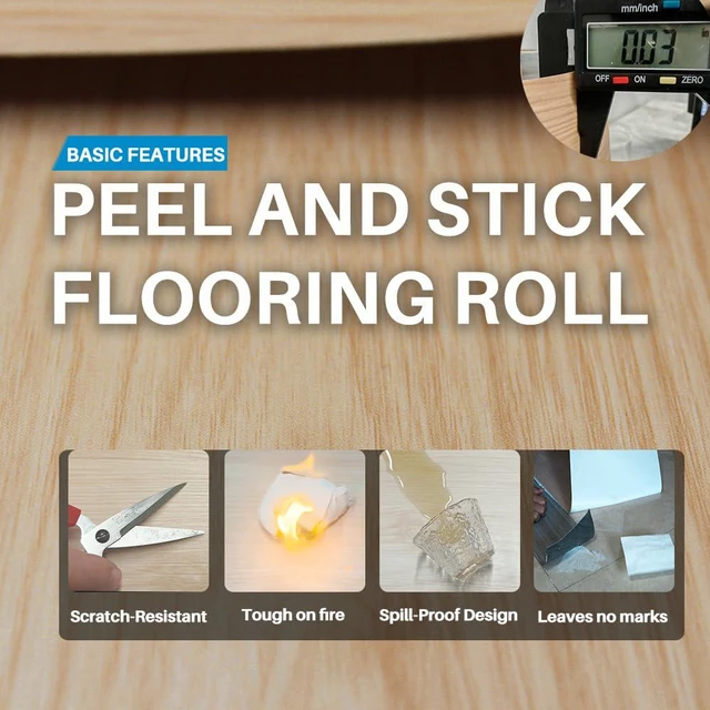 Alt view image 3 of 7 - Wood Grain Peel and Stick Floor Tiles, 11.8" W × 118" L, Natural Oak Soft woodlook finish, Nonslip texture, Helps protect floors, Works on many surfaces, Easy to replace, Waterproof