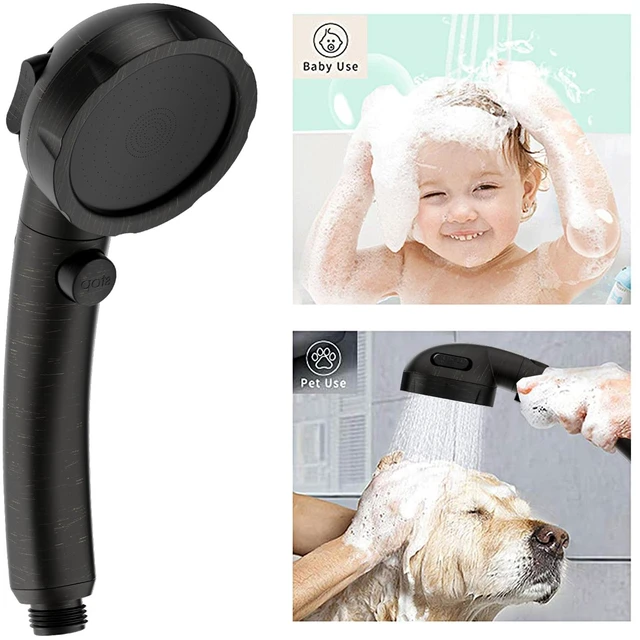 Alt view image 3 of 6 - High Pressure Oil-Rubbed Bronze Handheld Shower Head with ON/OFF Switch, 3 Spray Modes, Adjustable Angle Bracket, and Hose
