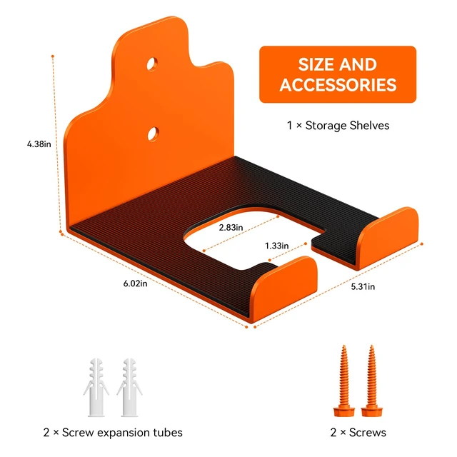 Alt view image 3 of 6 - Garage Organizer Trimmer Rack, Garden Power Tool Hanger Weed Whackers Holder Wall Mounted for Grass Trimmer, Hedge Trimmer, Garage Trimmer, Garden Tools,1 Pack(Orange)