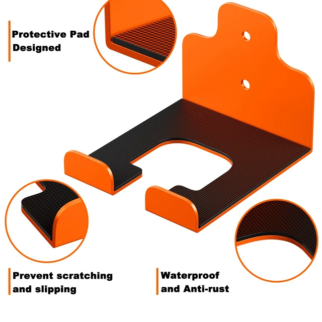 Alt view image 5 of 6 - Garage Organizer Trimmer Rack, Garden Power Tool Hanger Weed Whackers Holder Wall Mounted for Grass Trimmer, Hedge Trimmer, Garage Trimmer, Garden Tools,1 Pack(Orange)