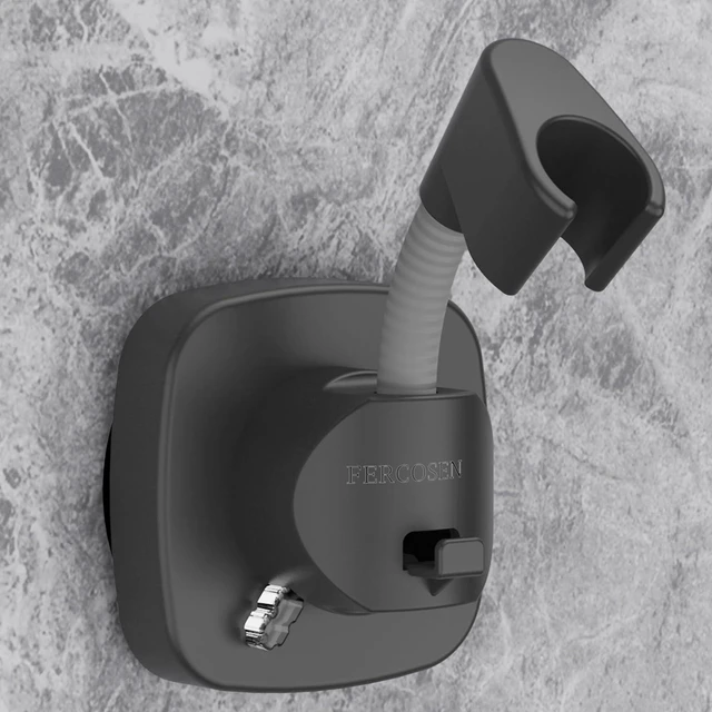 Main image of Shower Head Holder with Suction | 360° Swivel | Gray Tool-free install in seconds, 360° swivel head, 10kg built-in storage hook, removable, rust-resistant, strong suction grip