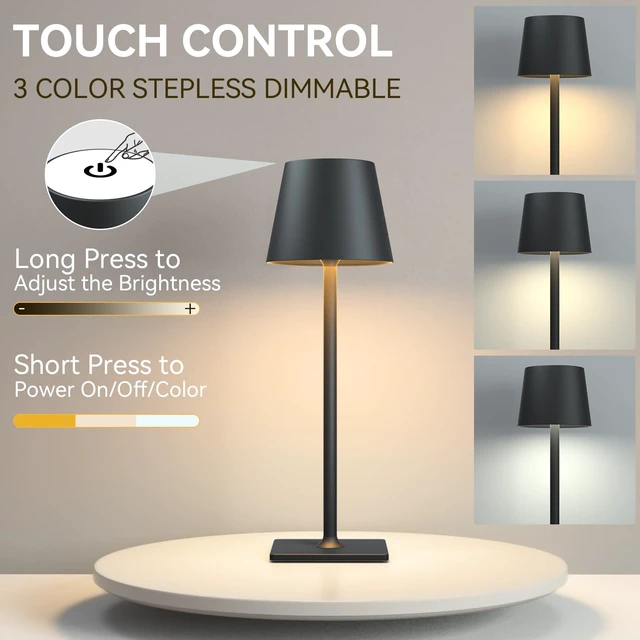 Alt view image 4 of 7 - Black Cordless Table Lamps, 6000mAh Rechargeable Battery LED Lights Set of 4 battery operated lamps wireless table lamp for restaurant tables, dining areas, kitchens, outdoor patio and home use