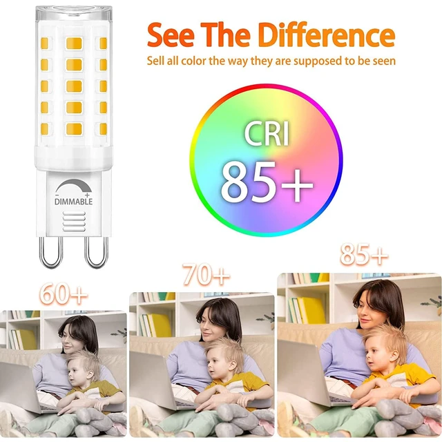 Alt view image 5 of 7 - 24 Pack Dimmable G9 LED Light Bulb 40W Equivalent 3000K Warm White CRI85+ G9 Ceramic Base for Chandelier, Halogen Replacement, T4 Bi Pin, 4W LED, 400LM 120V, 360° Beam Angle for Home Lighting