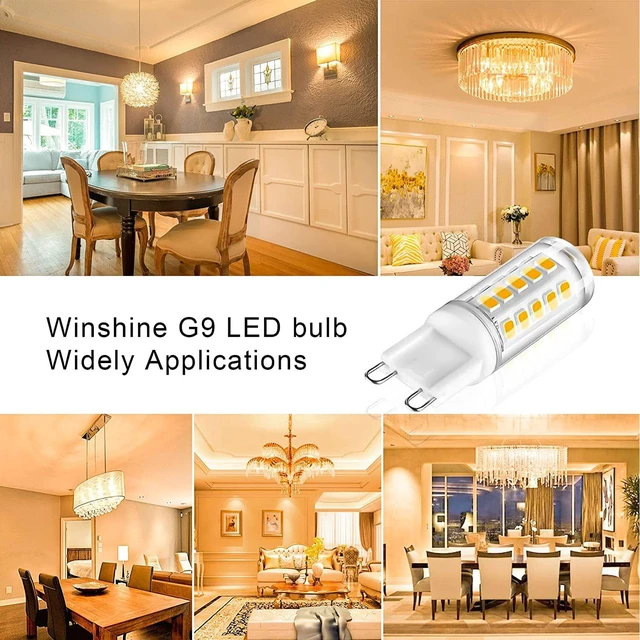 Alt view image 7 of 7 - 24 Pack Dimmable G9 LED Light Bulb 40W Equivalent 3000K Warm White CRI85+ G9 Ceramic Base for Chandelier, Halogen Replacement, T4 Bi Pin, 4W LED, 400LM 120V, 360° Beam Angle for Home Lighting