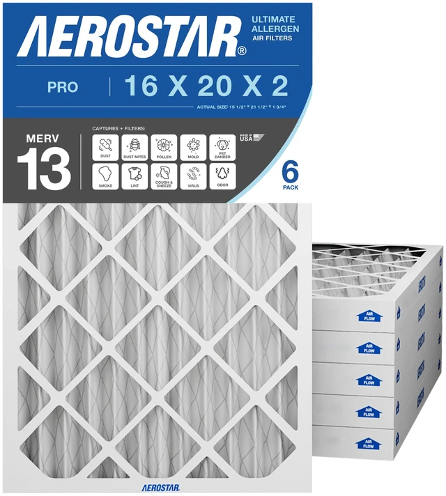 Main image of 19 7/8 x 21 1/2 x 1 MERV 6 Pleated Air Filter, AC Furnace Air Filter, 6 Pack (Actual Size: 19 7/8"x21 1/2"x3/4")