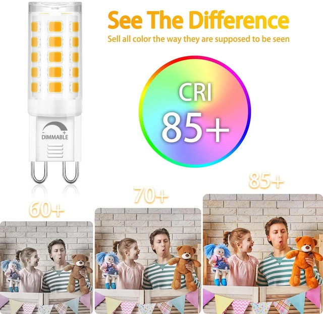 Alt view image 5 of 7 - 24 Pack Dimmable G9 LED Light Bulb 40W Equivalent 2700K Soft White CRI85+ G9 Ceramic Base for Chandelier, Halogen Replacement, T4 Bi Pin, 4W LED, 400LM 120V, 360° Beam Angle for Home Lighting