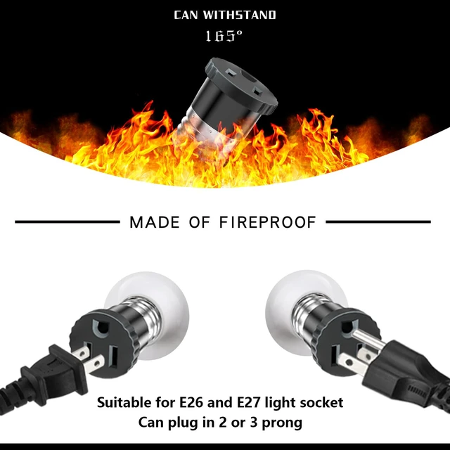 Alt view image 3 of 6 - 6 Pack, Light Socket to Plug Adapter, Light Bulb Socket Convert to Outlet Adapter (Black)