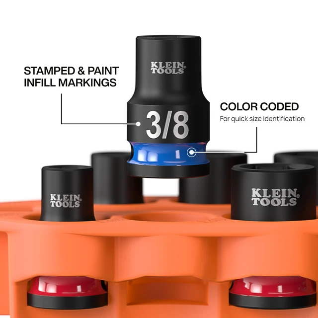 Alt view image 4 of 7 - 33808 Grab-And-Go Impact Socket Set, SAE, 7-Piece Set with Sleeve, Carabiner, and 3/8-Inch Drive, Color-Coded 1/4, 5/16, 3/8, 7/16, 1/2, and 9/16-Inch Sockets