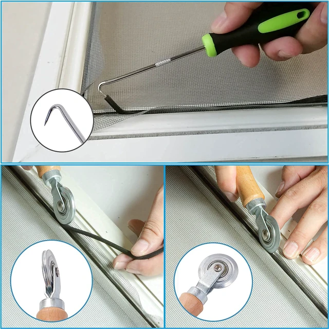 Alt view image 4 of 7 - Window Screen Repair Kit - 59" x 106" Screen Door Replacement Fiberglass Screen Mesh with All Screen Tools for Sliding Door and Patio Screen Door Replacement