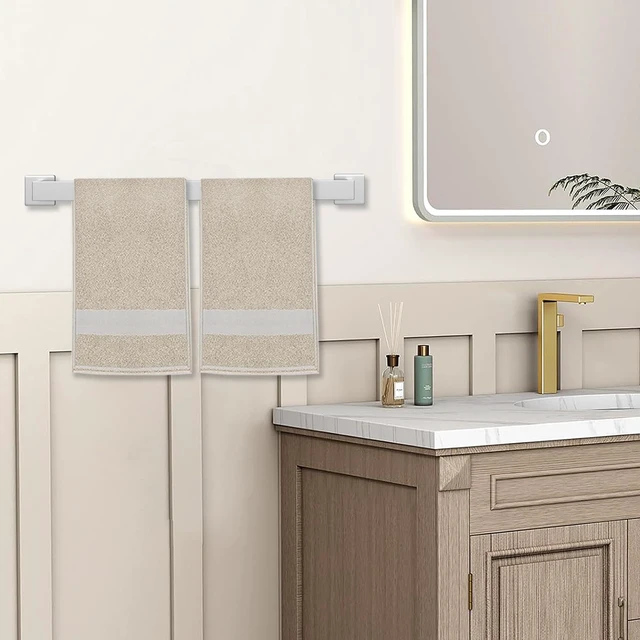 Alt view image 2 of 7 - 5 Piece Towel Bar Set - 23.6 Inch Bath Towel Holder - Brushed Nickel Stainless Steel Towel Racks for Bathroom Wall Mounted, Towel Rod for Bathroom Wall