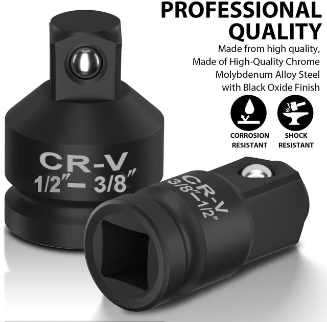 Alt view image 5 of 6 - 1" to 1/2" Impact Socket Adapter and Reducer Set | Impact Adapter Set Breaker Bar Wrench Conversion Kit Mechanic tools