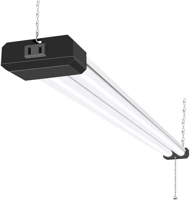 Main image of 4FT Linkable LED Shop Light for Garage,6500LM,5000K Daylight 60W Utility Light Fixture for Garages,Workshops,Basements,LED Workbench Light with Plug,Hanging or Surface Mount,Black - ETL
