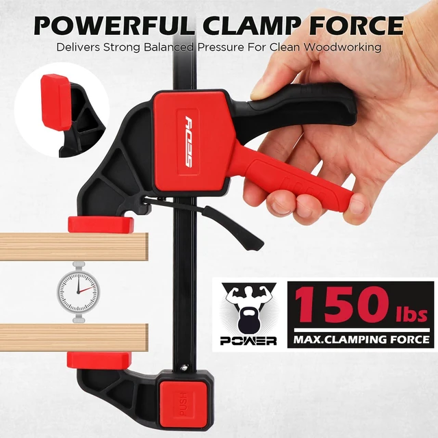 Alt view image 3 of 7 - 6-Pack 12 Inch Bar Clamps for Woodworking with 2-Piece Clamp Connector, 12" Quick-Release Wood Clamps with 150 LBS Load Limit, Trigger Clamp Set, One-Handed Clamps/Spreader for Woodworking