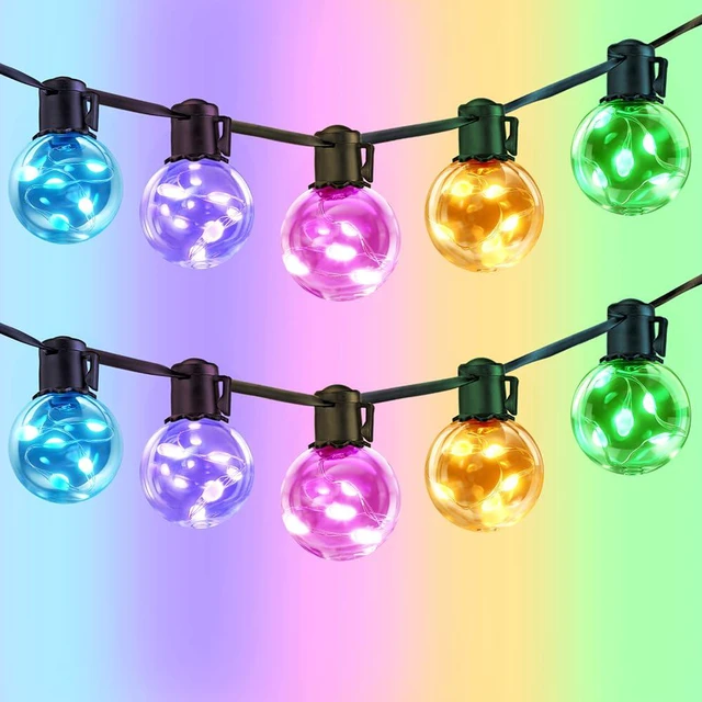 Main image of Outdoor String Lights USB Plug-in,20ft 15 Color Changing LED Bulbs 220+ Scene Modes,Dimmable,Timer,Remote & App Control,IP65 Waterproof Globe Bulb Shatterproof for Patio Backyard Balcony Decor