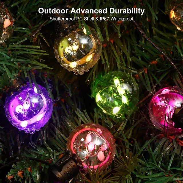 Alt view image 5 of 5 - Outdoor String Lights USB Plug-in,20ft 15 Color Changing LED Bulbs 220+ Scene Modes,Dimmable,Timer,Remote & App Control,IP65 Waterproof Globe Bulb Shatterproof for Patio Backyard Balcony Decor