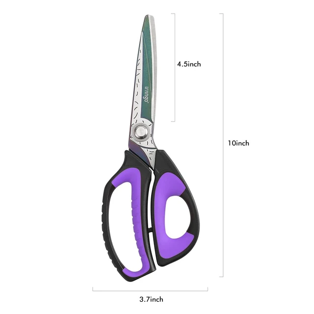 Alt view image 2 of 6 - 10" Heavy Duty Multipurpose Shears for Shop & Garden (Black/Purple) Forged Stainless Steel With Titanium Coating Cuts Fabric, Cardboard, Pruning Branches, Household Materials, Rust-resistant
