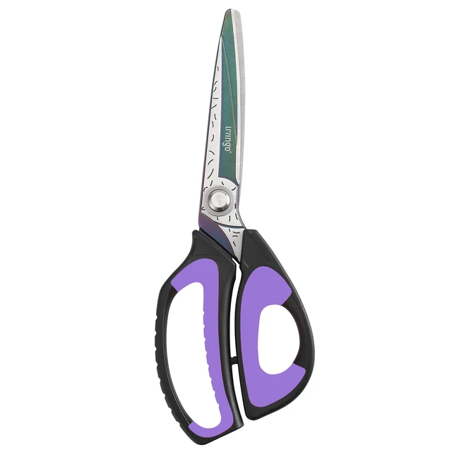 Main image of 10" Heavy Duty Multipurpose Shears for Shop & Garden (Black/Purple) Forged Stainless Steel With Titanium Coating Cuts Fabric, Cardboard, Pruning Branches, Household Materials, Rust-resistant