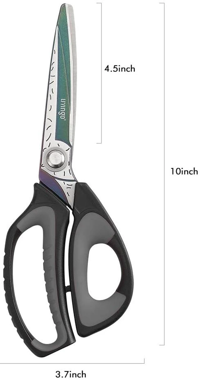 Alt view image 2 of 7 - 10" Heavy Duty Multipurpose Shears for Shop & Garden (Black/Grey) Forged Stainless Steel With Titanium Coating Cuts Fabric, Cardboard, Pruning Branches, Household Materials, Rust-resistant