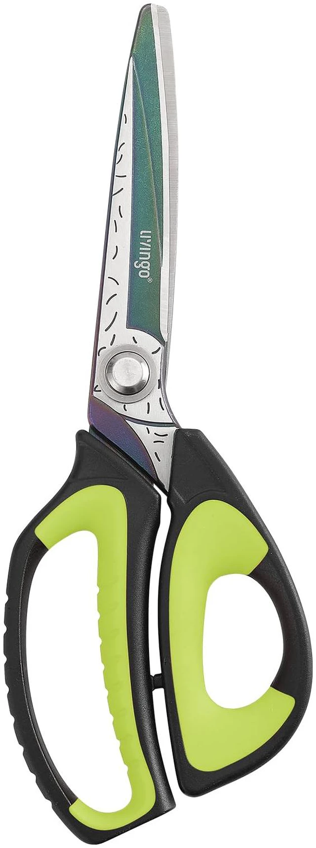 Main image of 10" Heavy Duty Multipurpose Shears for Shop & Garden (Green/Black) Forged Stainless Steel With Titanium Coating Cuts Fabric, Cardboard, Pruning Branches, Household Materials, Rust-resistant