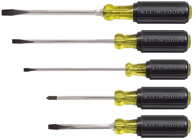 Main image of 85075 Screwdriver Set, Made in USA, Slotted and Phillips Screwdrivers with Cushion-Grip Handles and Tip-Ident, 5-Piece