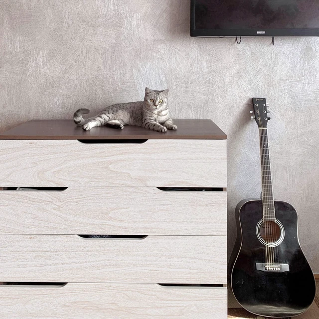 Alt view image 2 of 7 - White Wood Wallpaper Wood Grain Contact Paper for Cabinet275.6in18in Natural Wood Grain Texture,Vinyl Waterproof Countertop Drawer,Self-Adhesive Wallpaper for Kitchen Funiture Easy Install/Clean
