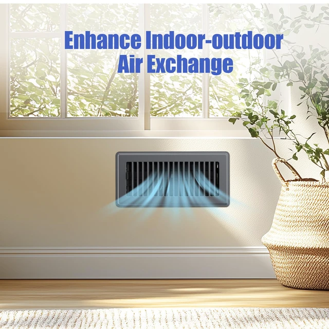 Alt view image 6 of 7 - 4x10 Floor Register, 6 Pack Gray Floor Vent Covers for Home Floor Sidewall Heavy Duty Steel Walkable Floor Vents, Quiet & Adjustable Air Vent Covers, Rust Proof Finish 4" x 10'' Floor Grates
