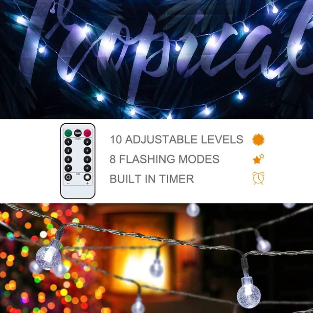 Alt view image 3 of 7 - Cool White Globe String Lights Fairy Light 16ft 50LED & Remote Battery Operated Indoor Outdoor Hanging String Lights Christmas Lights for Home Party Patio Garden Classroom Wedding