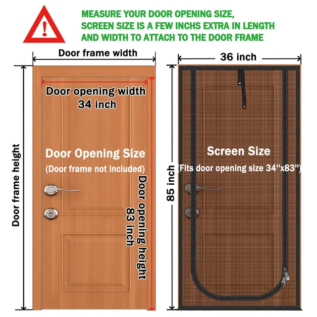 Alt view image 2 of 7 - Upgraded Pet Screen Door,Fits Door Opening Size 34''x 83'',Thickened Cat Resistant Mesh Screen Door for Living Room,Kitchen,Bedroom,Cat Proof Screen with Zipper Closure.(U-Type,Black)