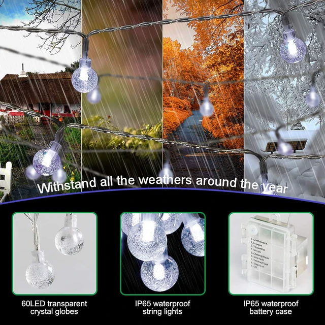Alt view image 4 of 7 - Cool White Globe String Lights Fairy Light 16ft 50LED & Remote Battery Operated Indoor Outdoor Hanging String Lights Christmas Lights for Home Party Patio Garden Classroom Wedding