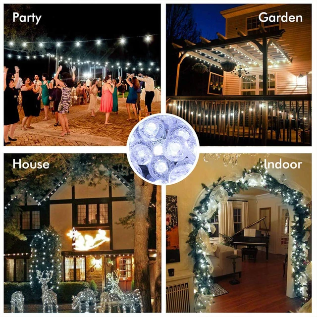 Alt view image 6 of 7 - Cool White Globe String Lights Fairy Light 16ft 50LED & Remote Battery Operated Indoor Outdoor Hanging String Lights Christmas Lights for Home Party Patio Garden Classroom Wedding